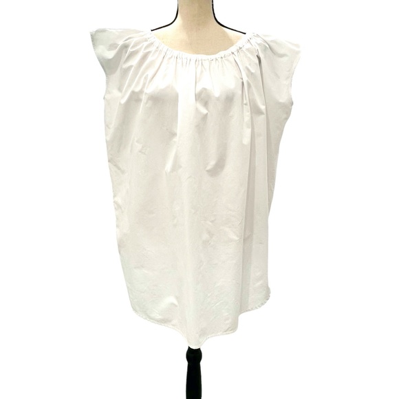ORGANIC BY JOHN PATRICK BRIGHT WHITE COTTON POPLIN OFF THE SHOULDER TUNIC - Picture 10 of 16
